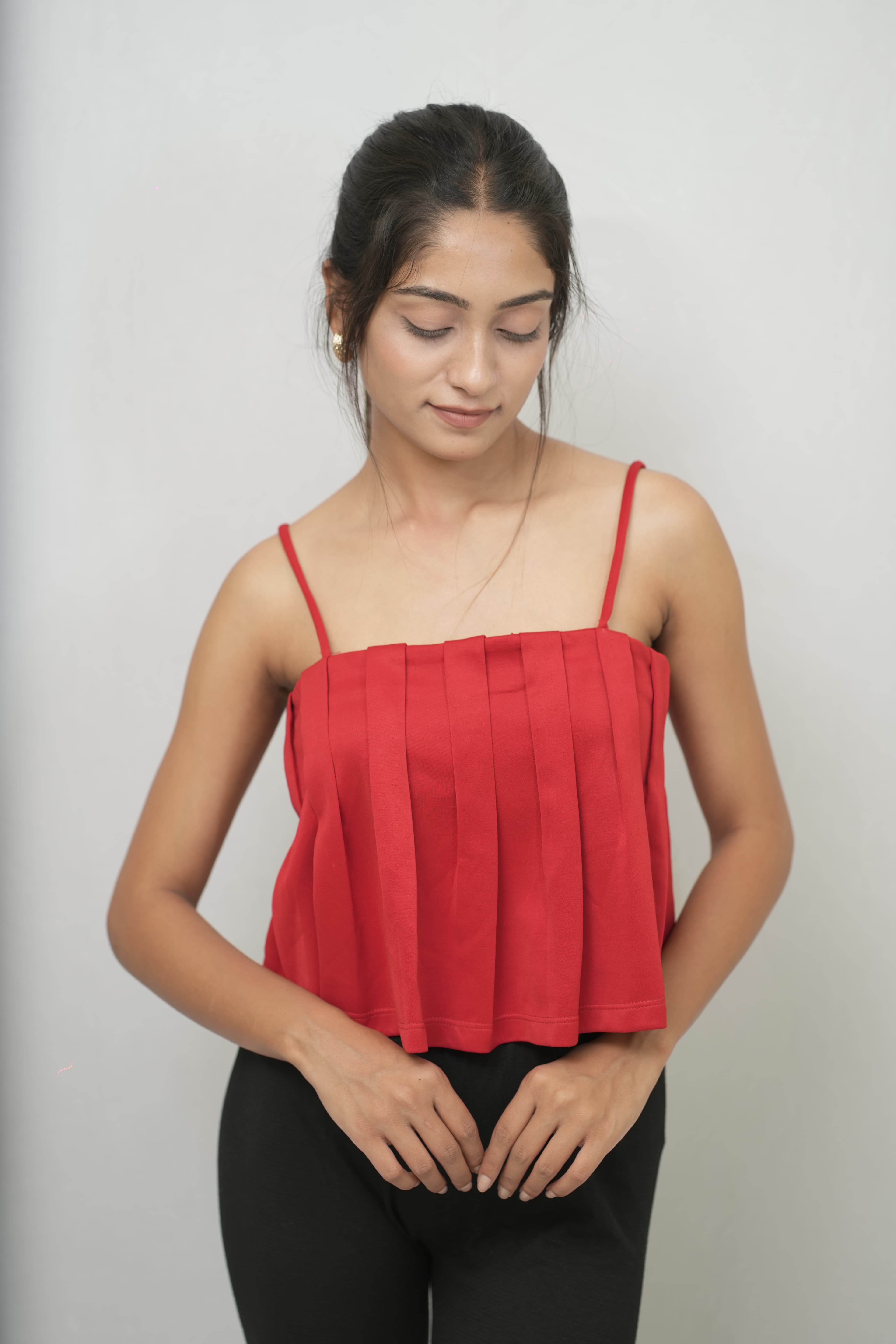 Square Pleated Crop Top